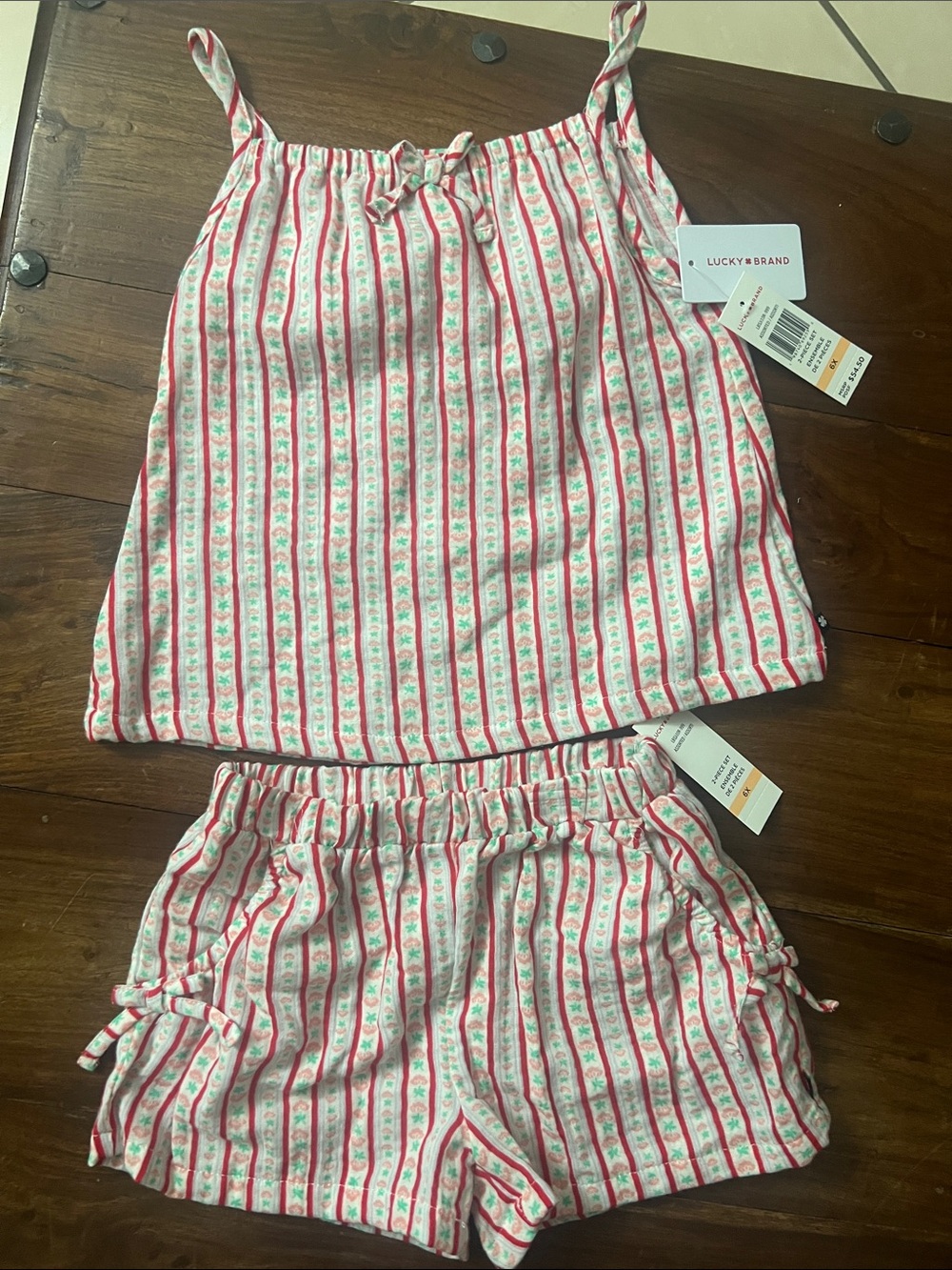 Lucky Brand Pink Striped Tank + Shorts Set